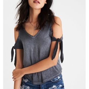 Cold Shoulder Tie Sleeve Top